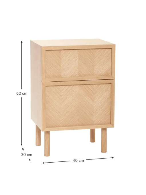 Mesilla De Noche De Madera De Roble Diseno Espiga Herringbone