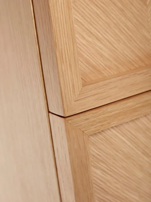 Mesilla De Noche De Madera De Roble Diseno Espiga Herringbone