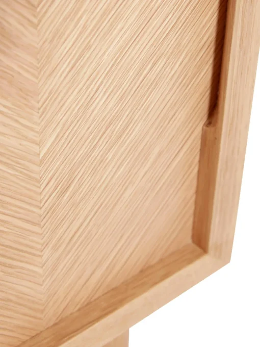 Mesilla De Noche De Madera De Roble Diseno Espiga Herringbone