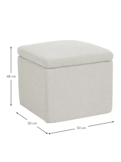 Puf En Tejido Boucle Winou, Con Espacio De Almacenamiento