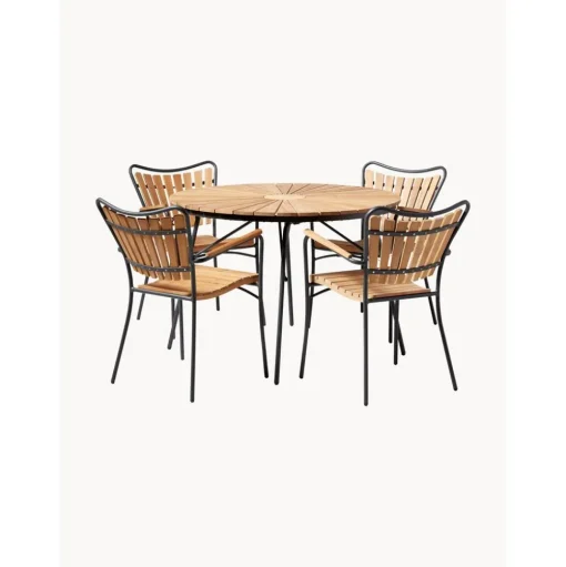 Set De Comedor Para Exterior De Madera Teca Ellen, 5 Pzas.