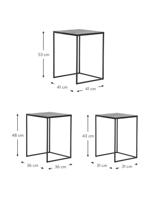 Set De Mesas Auxiliares De Metal Dwayne, 3 Uds.
