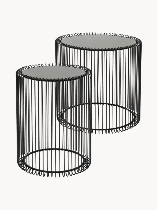 Set De Mesas De Centro Wire, 2 Pzas., Tablero De Cristal