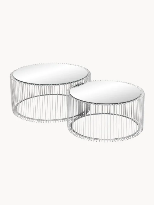Set De Mesas De Centro Wire, 2 Uds., Tablero De Vidrio