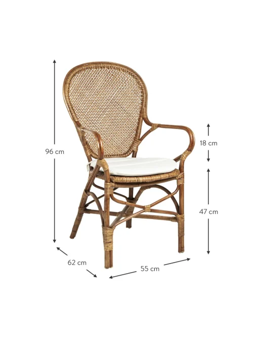 Silla Con Reposabrazos De Ratan Edelina