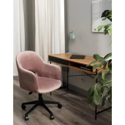 Silla De Oficina Con Reposabrazos De Terciopelo Rachel, Altura Regulable