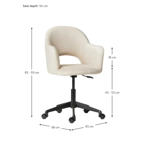 Silla De Oficina Con Reposabrazos De Terciopelo Rachel, Altura Regulable