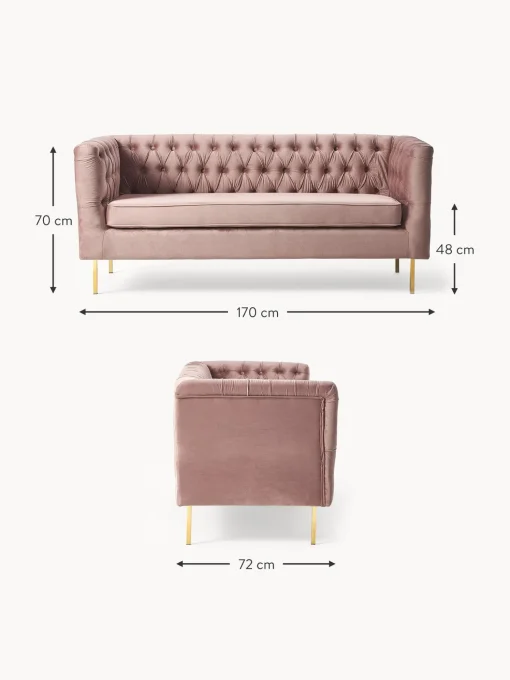 Sofa Chesterfield De Terciopelo Chiara (2 Plazas)