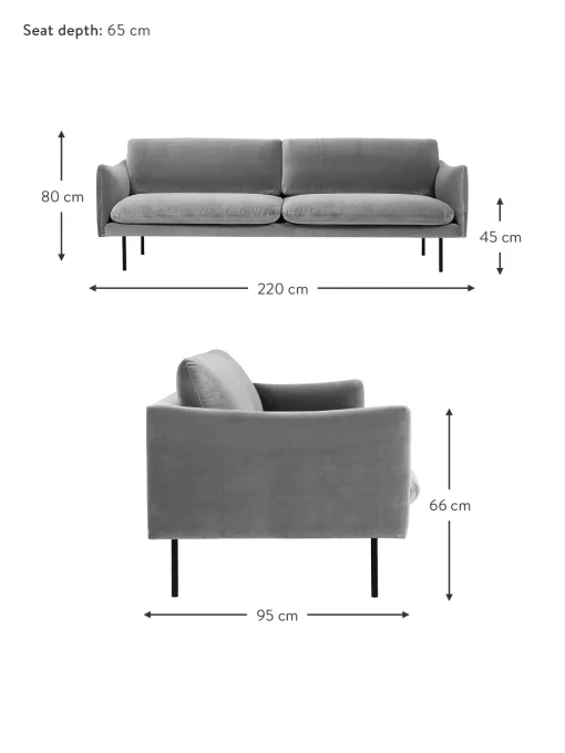 Sofa De Terciopelo Moby (3 Plazas)