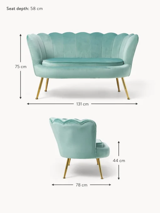 Sofa De Terciopelo Oyster (2 Plazas)