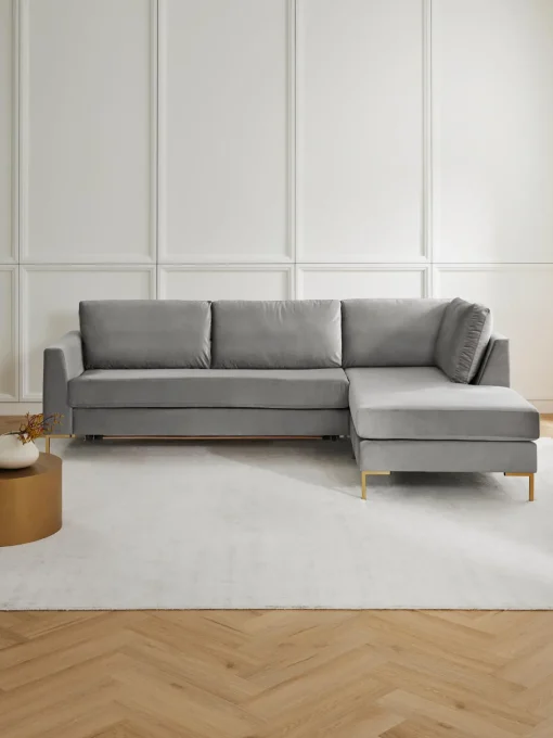 Sofa Rinconera Cama De Terciopelo Luna (3 Plazas), Con Colchon