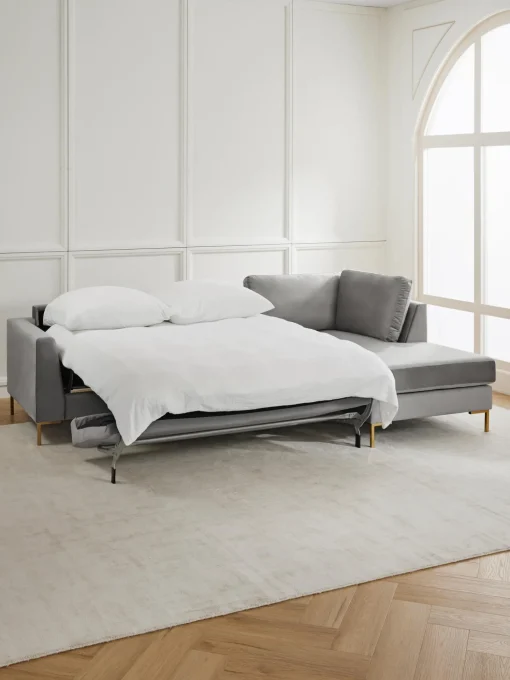 Sofa Rinconera Cama De Terciopelo Luna (3 Plazas), Con Colchon