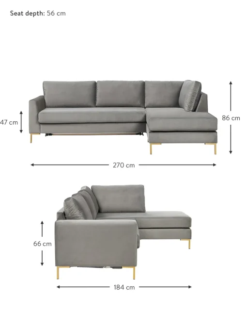 Sofa Rinconera Cama De Terciopelo Luna (3 Plazas), Con Colchon