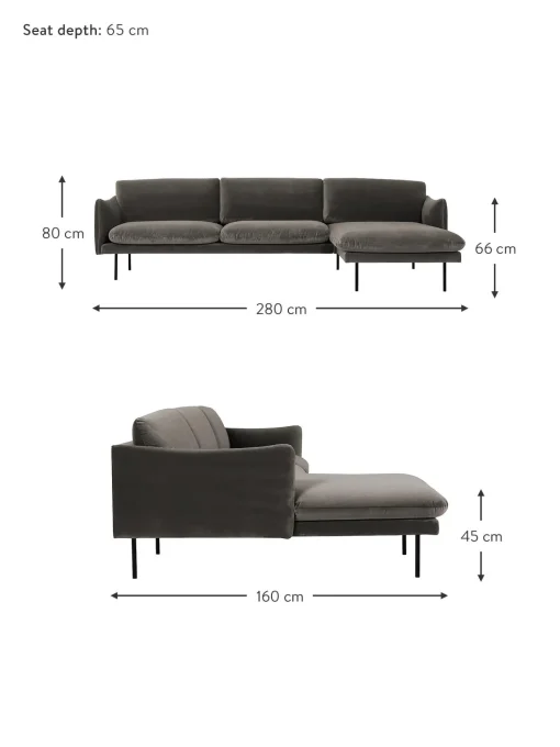 Sofa Rinconera De Terciopelo Moby