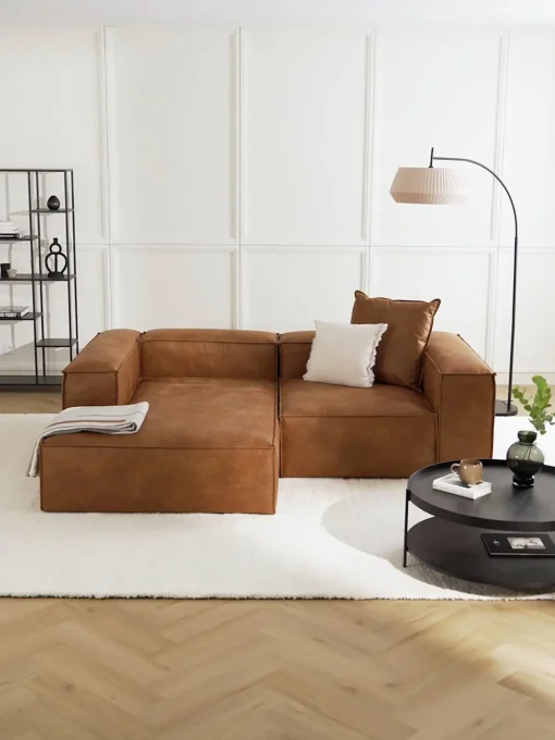 Sofa Rinconera Modular De Cuero Lennon