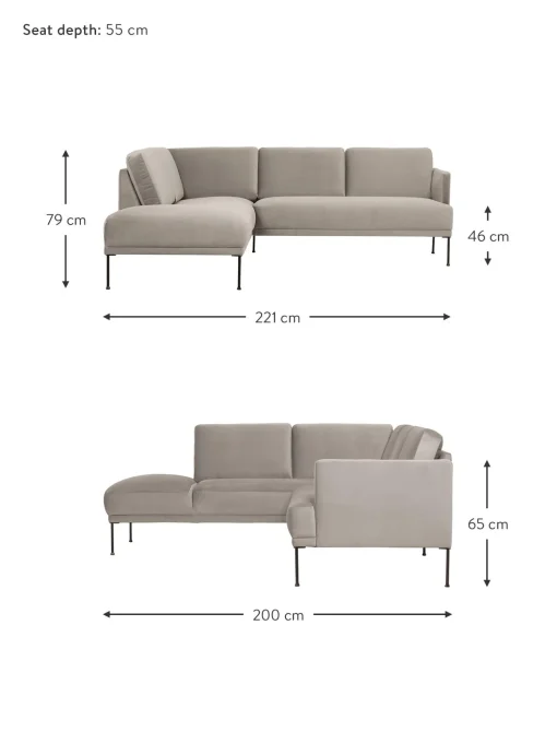 Sofa Rinconero De Terciopelo Fluente