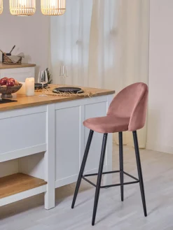 Taburete Alto Con Respaldo De Terciopelo Amy