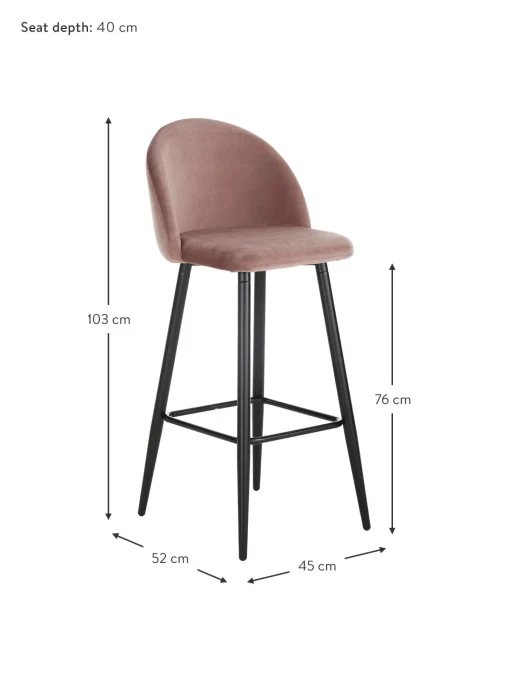 Taburete Alto Con Respaldo De Terciopelo Amy