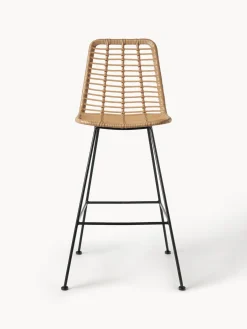 Taburete Alto De Mimbre Con Respaldo Costa