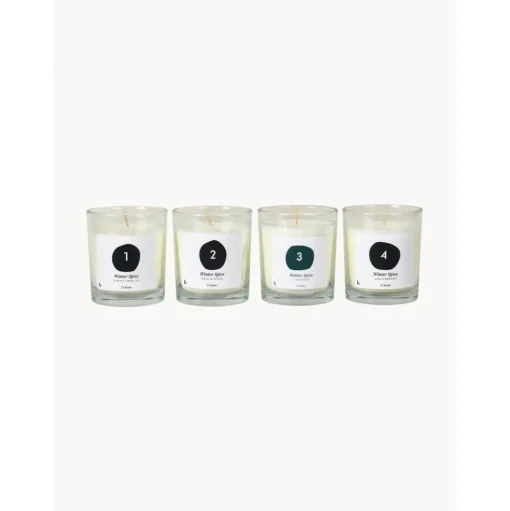 Velas Perfumadas De Adviento Lilu, 4 Uds. (Vainilla, Albahaca, Tomillo, Canela, Pan De Jengibre)